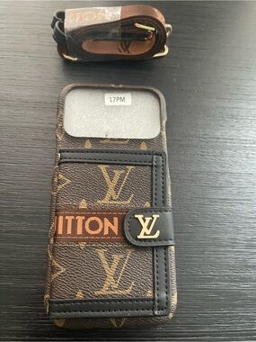 iPhone 17 pro max crossbody brown, black Phone Case with Card Pocket